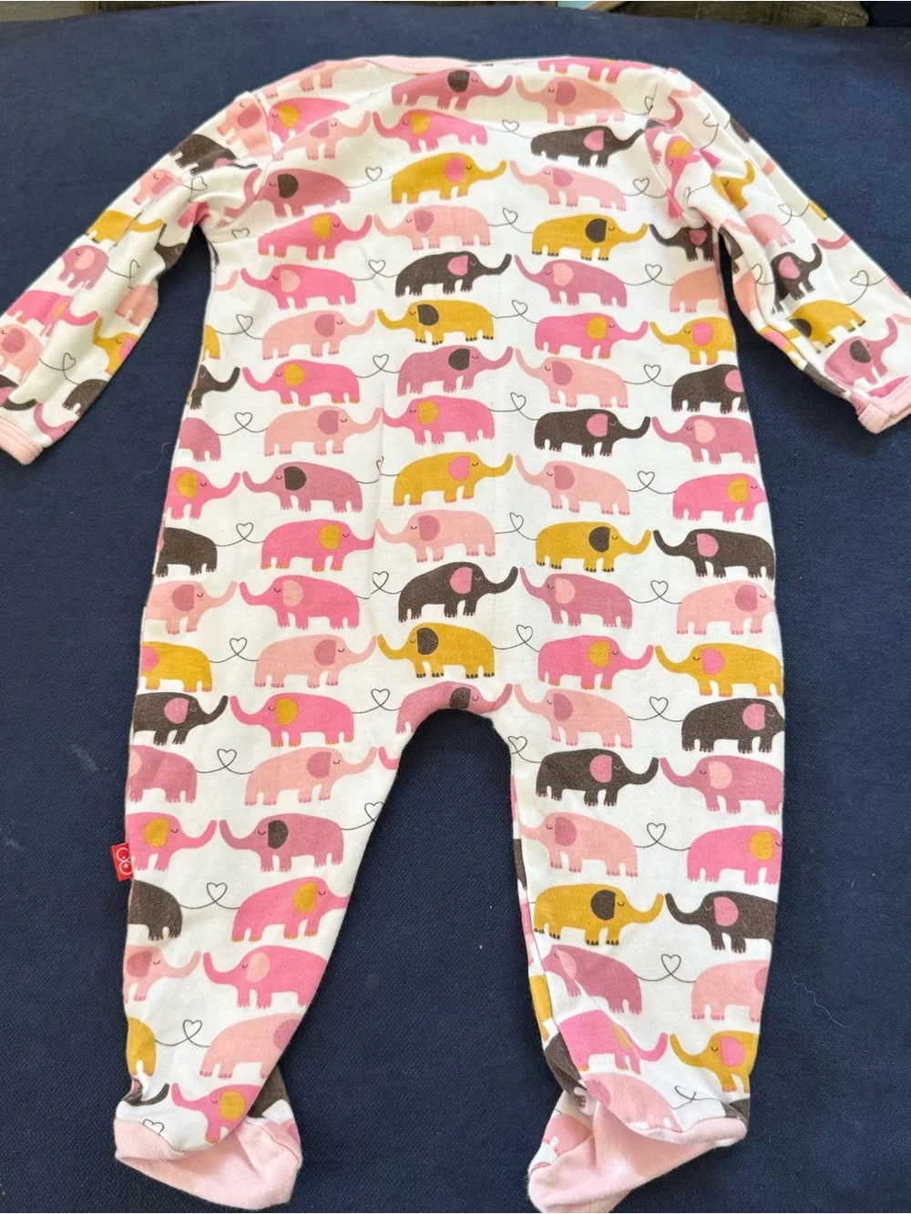 Bundle of 2 Magnetic Me Pink & Orange Heart Elephant Footed PJs 6-9m 100%Cotton
